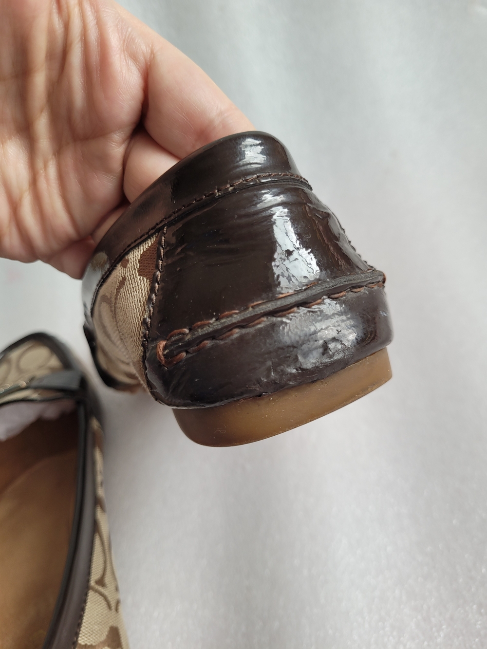 Coach Signature Canvas Loafers Brown with Metal Accent Vintage - Picture 14 of 15